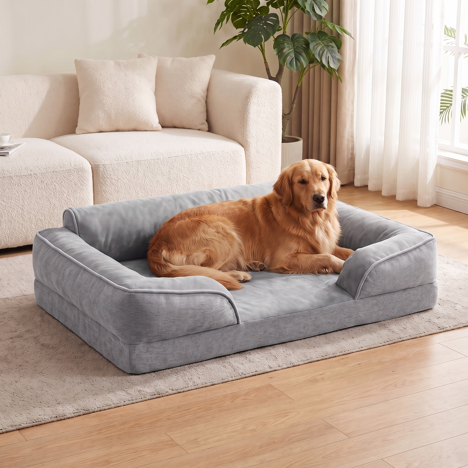 Golden retriever on a freshly washed Apawrest dog bed