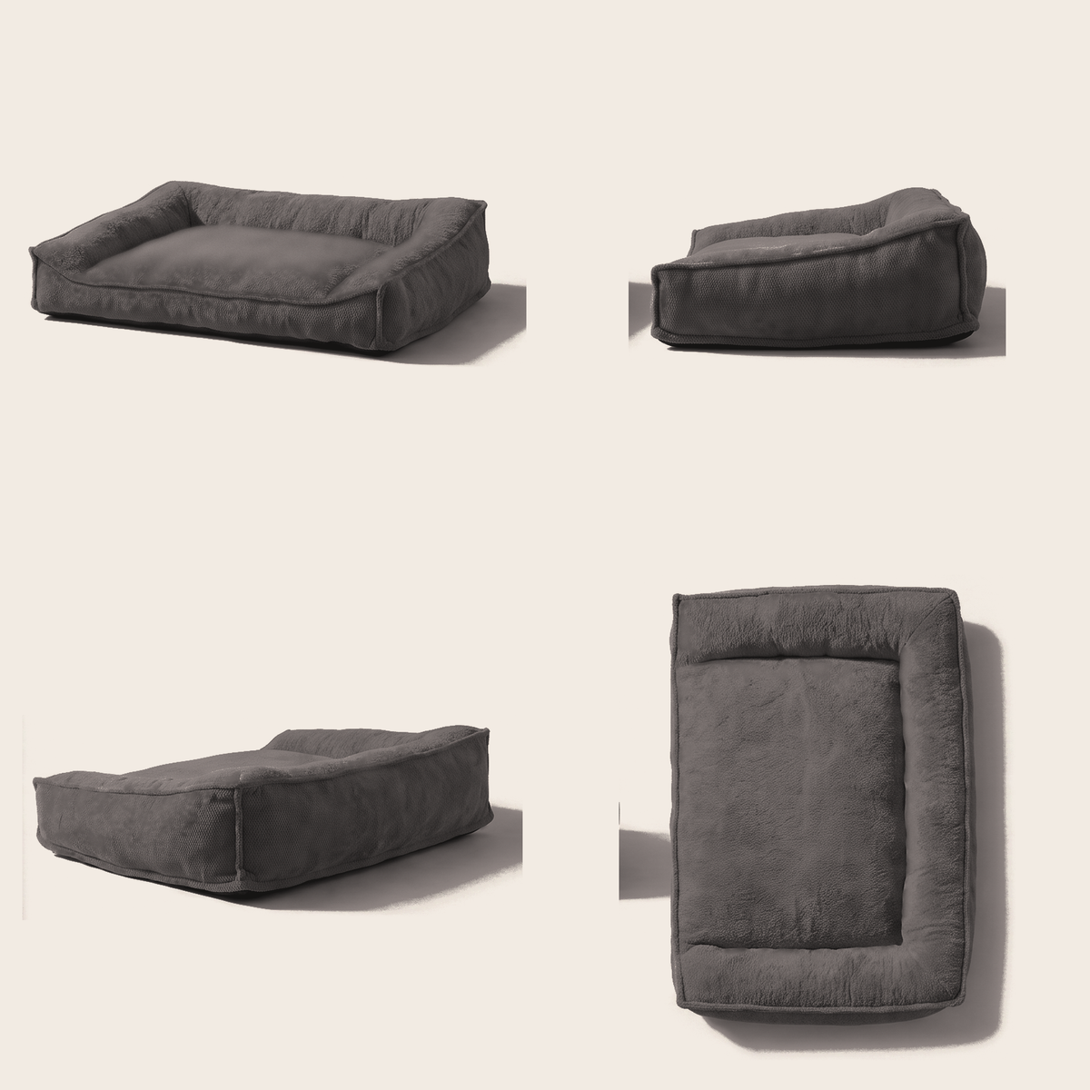 Four angles of the Apawrest Ergonomic Couch Bed in Slate Grey
