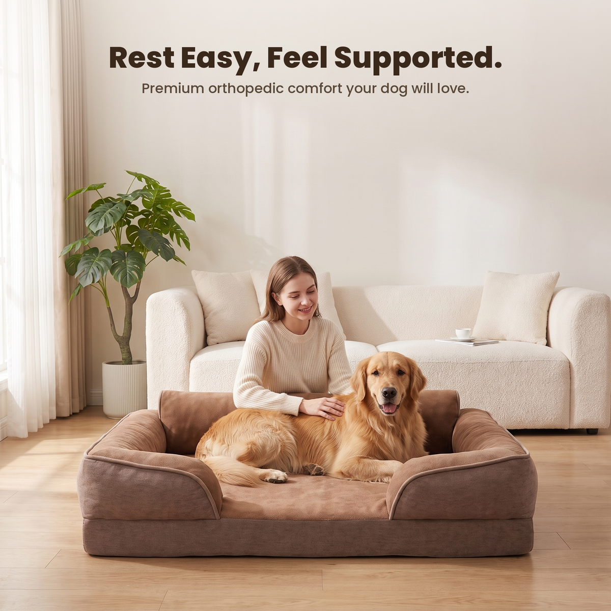 Apawrest Deep-Sleep Sofa Bed in Walnut, rest-easy feature graphic