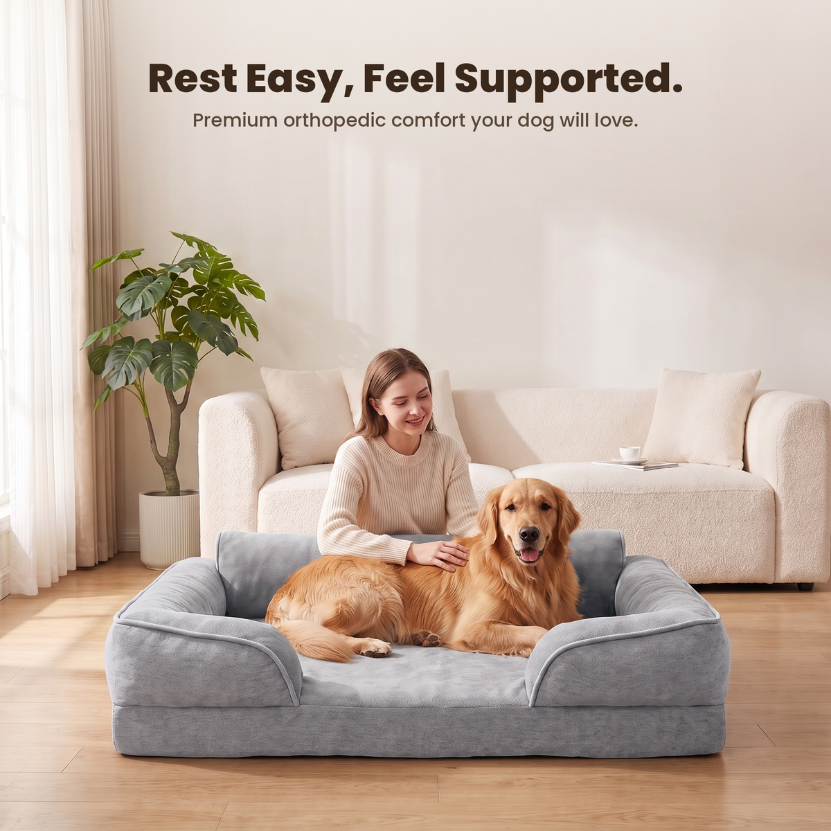 Apawrest Deep-Sleep Sofa Bed in Mist Grey, rest-easy feature graphic
