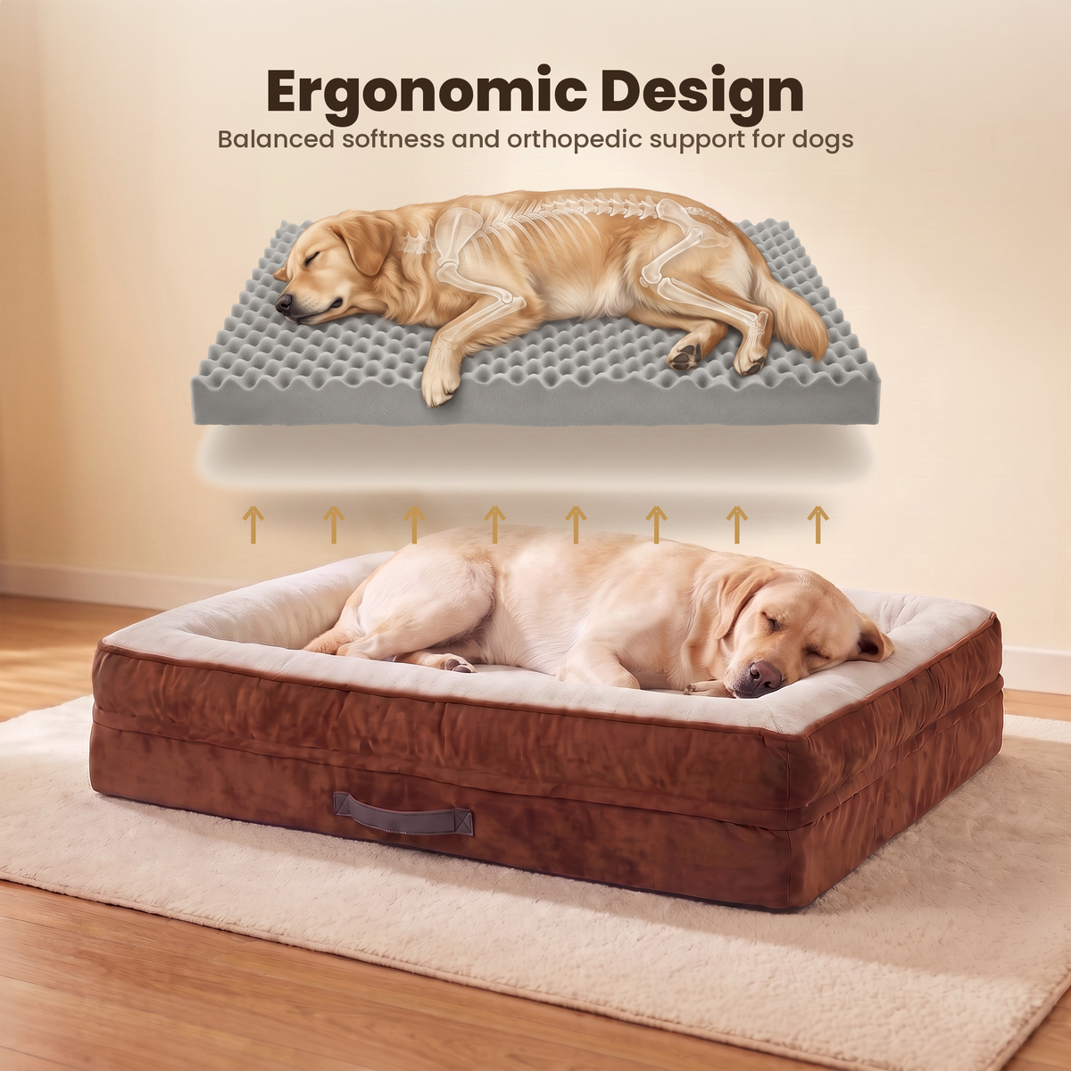 Dimensions graphic for the Apawrest Grand Bolster Bed: 46 inches long, 30 inches wide