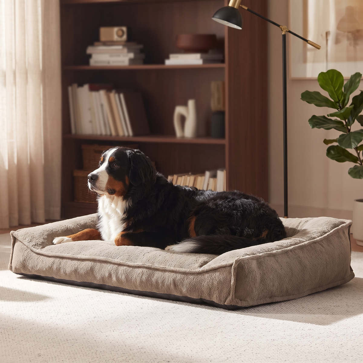 Apawrest Ergonomic Couch Bed in Walnut, low open front for easy step-in