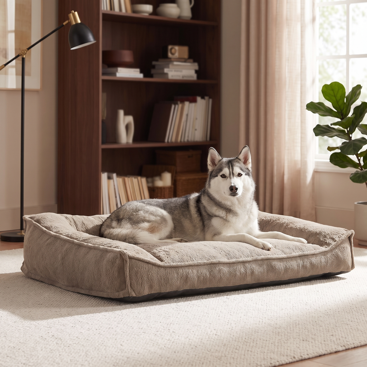 Apawrest Ergonomic Couch Bed in Walnut, side view showing the ergonomic slant
