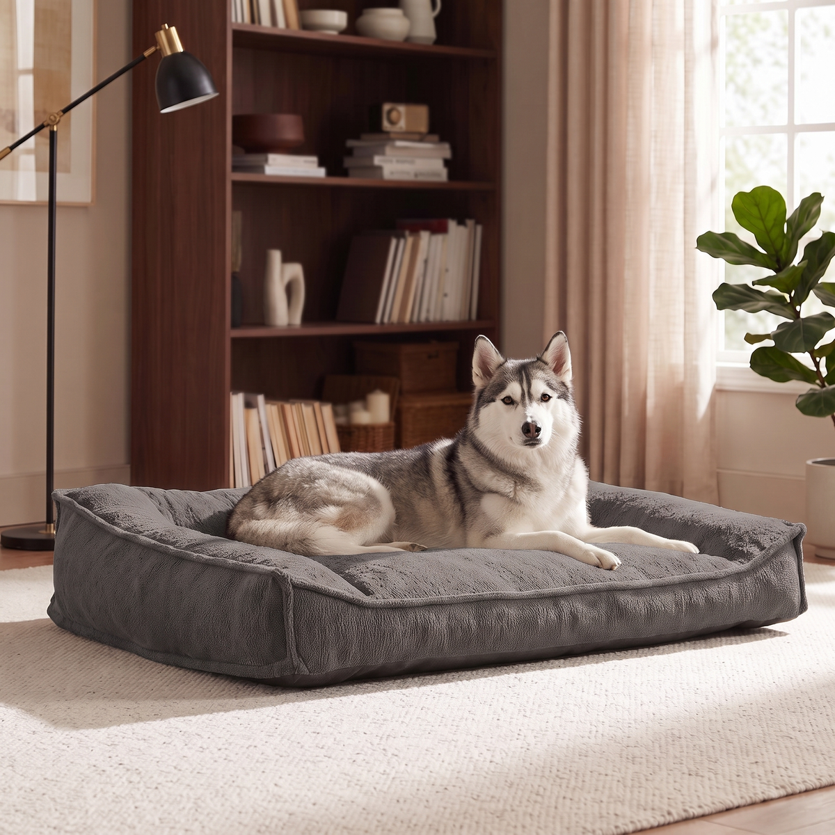 Apawrest Ergonomic Couch Bed in Slate Grey, side view showing the ergonomic slant