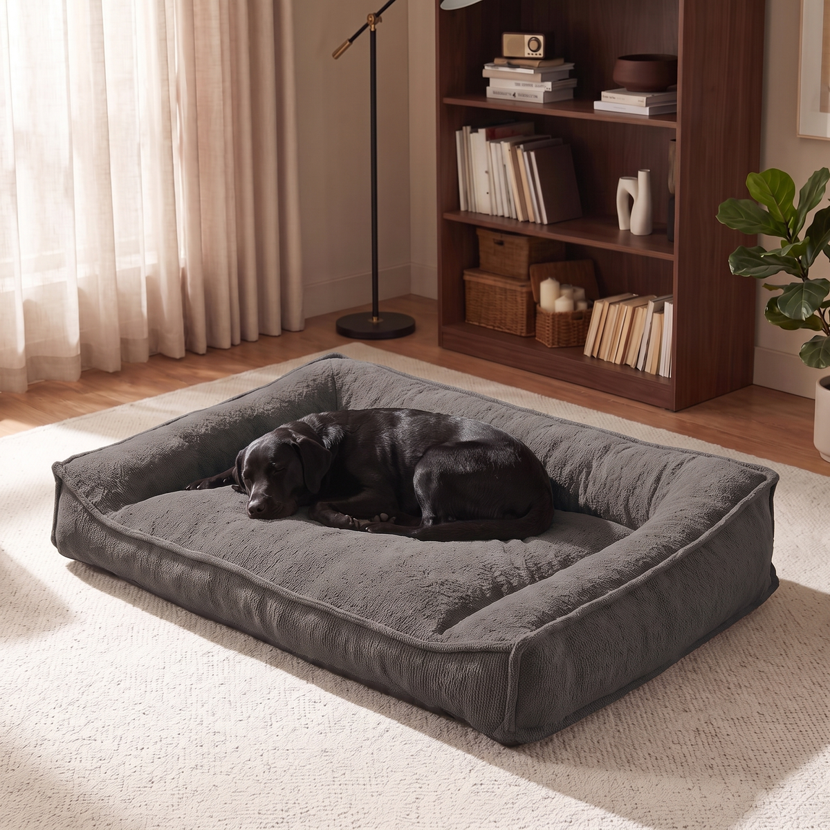 Apawrest Ergonomic Couch Bed in Slate Grey, angled view