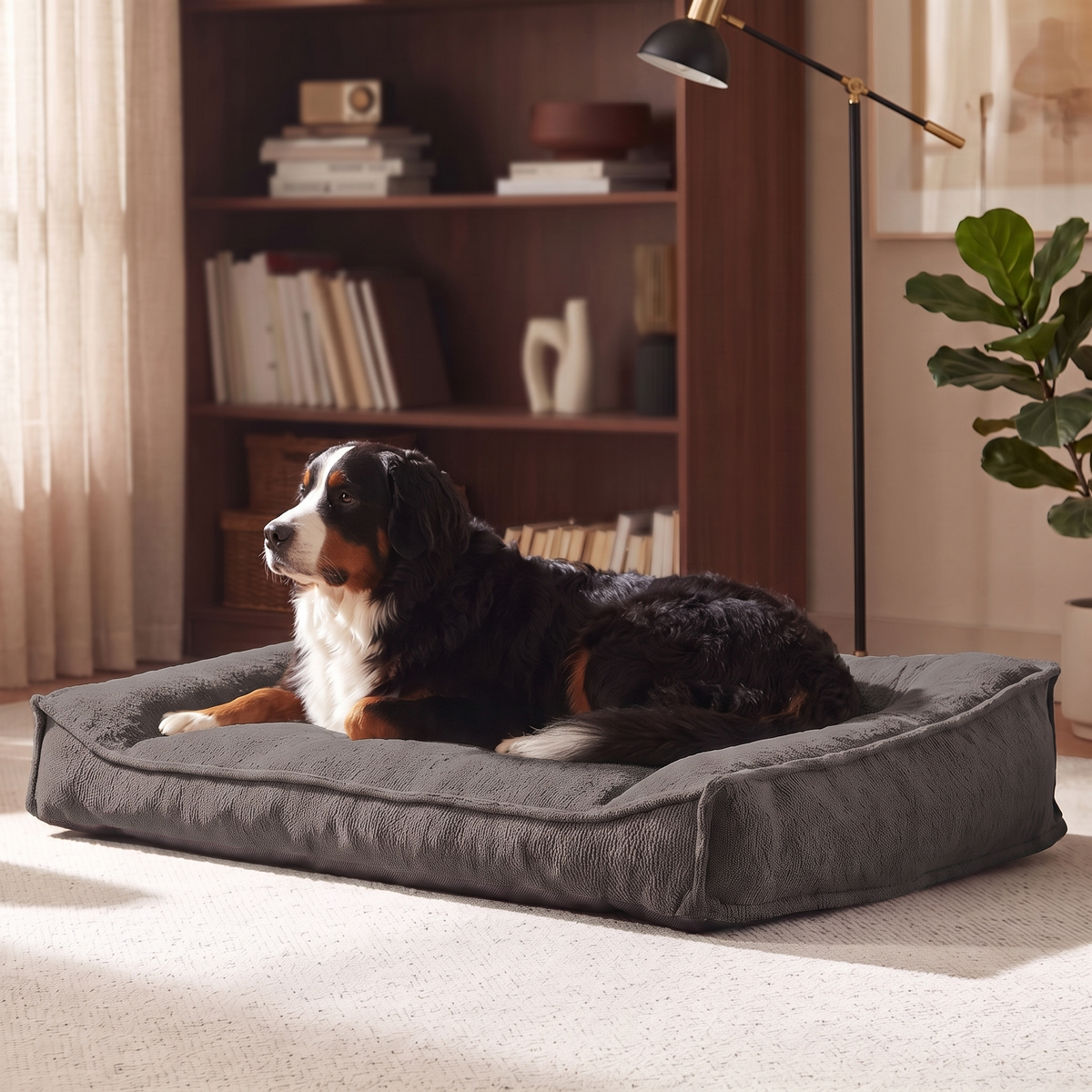 Apawrest Ergonomic Couch Bed in Slate Grey, low open front for easy step-in