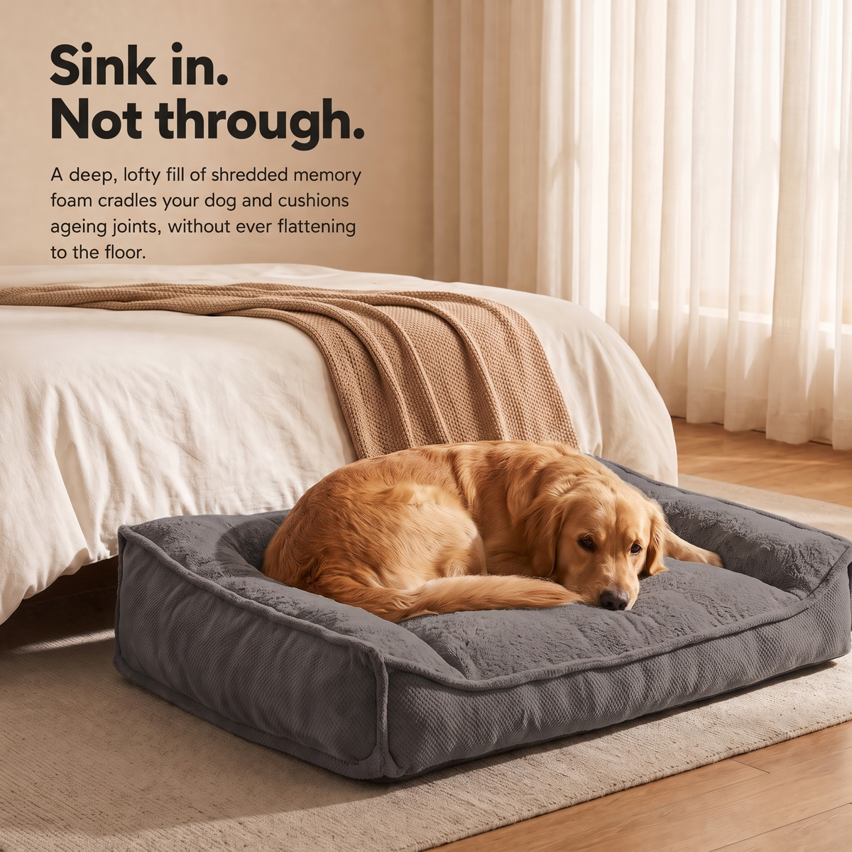 Apawrest Ergonomic Couch Bed in Slate Grey shown in a home setting
