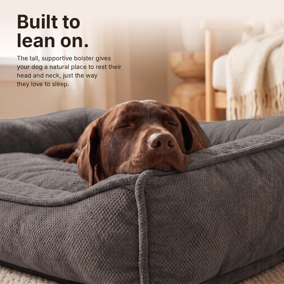 Apawrest Ergonomic Couch Bed in Slate Grey, close view of the washable cover