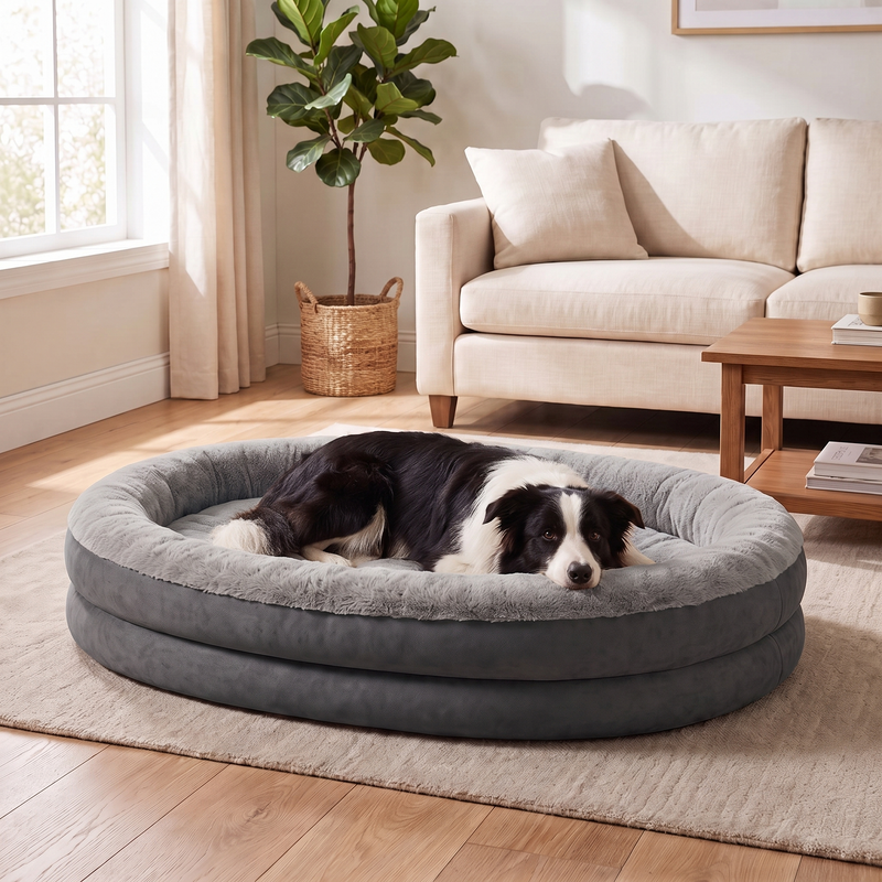 Apawrest Orthopedic Bolster Bed in Charcoal, front view